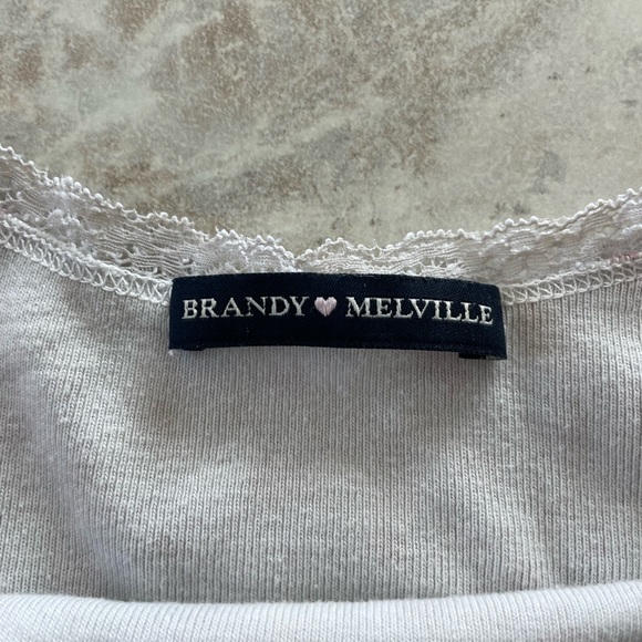 Cute White Tank Top with Red Flowers from Brandy Melville size one fits all - Picture 4 of 4
